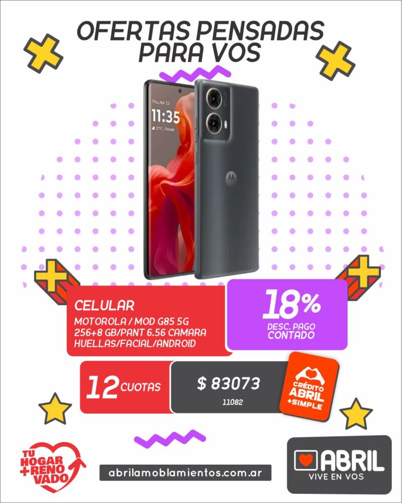 Celular Motorola G85 5G – 256GB + 8GB RAM con Pantalla 6.56”